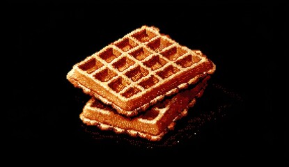 Two waffles stack food breakfast snack