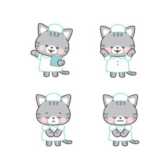 サバトラネコの看護師　ポーズセット1