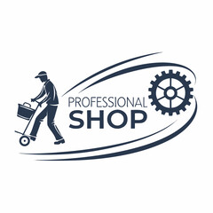 Fototapeta premium Shop name design business man silhouette with briefcase