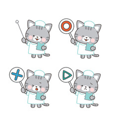 サバトラネコの看護師　ポーズセット3