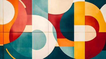 Vibrant Geometric Abstract Art Displaying Colorful Shapes and Patterns