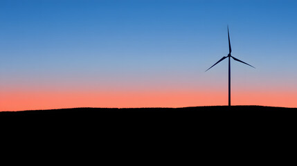 Obraz premium Wind turbine against sunset sky, symbolizing clean energy and sustainable future
