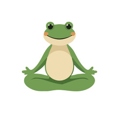 Funny Frog Logo, Minimal Frog Sitting Cross-legged Meditating, Frog Yoga Pose