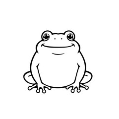 Chubby Funny Frog Logo With Playful Expression, Line Art Vector Art