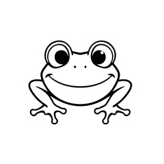 Minimalist Funny Frog Logo With Big Eyes and a Wide Smile