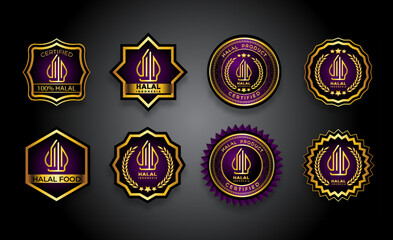 set of icons new halal logo Indonesia purple gradient background