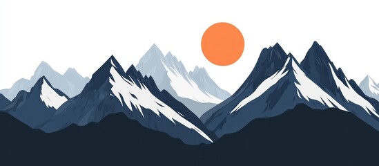 Snowy mountain range with a sunrise