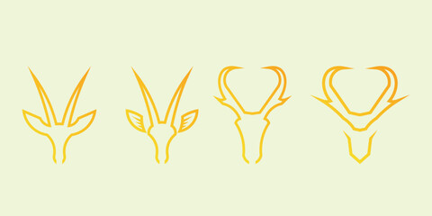 Abstract logo of antelope head with line style, abstract logo of antelope head with horns