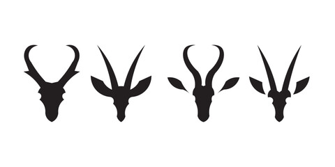 Antelope head silhouette logo, abstract logo of antelope head with horns