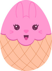Cute Easter Bunny Face Egg Pink

