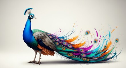 Naklejka premium Majestic Peacock with vibrant colorful plumage