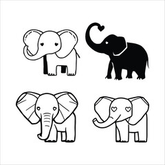 Fototapeta premium Cute elephant vector set illustration for baby shower invitation and greeting card design elements