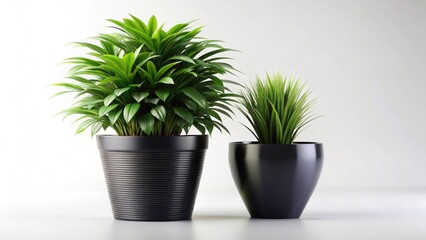 Obraz premium 3D Realistic Houseplant in Black Pot, Isolated White Background, Home Decor, Indoor Plant, Potted Plant, Black Planter, Plant Photography, Realistic Plant Rendering