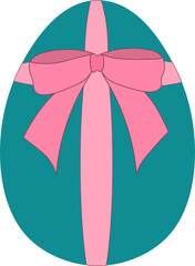 Easter Blue Background Pink Ribbon Egg

