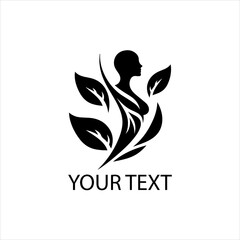 Fototapeta premium Vector Logo of Human Body Silhouette Combined with Leaves for Natural Health and Wellness — Isolated on White Background