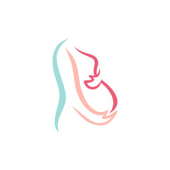 Fototapeta premium Pregnant Woman. Logo of Pregnancy. Minimalist illustration for mother day