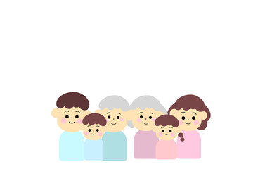 高齢者夫婦と親子のイラスト