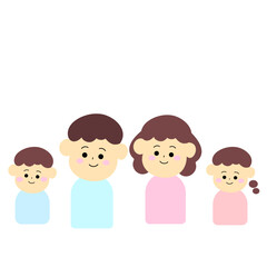 夫婦と男女の子供たちのアイコン