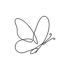 Naklejka premium Minimalist Line Art Delicate Butterfly Wing Insect Drawing Illustration
