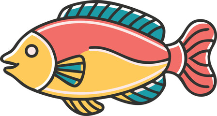 Vibrant royal gramma fish illustration on white background