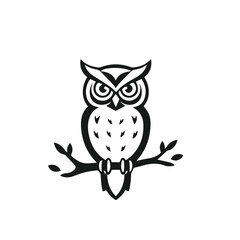 Vector art of stylized owl perched on a branch, isolated on white background vector