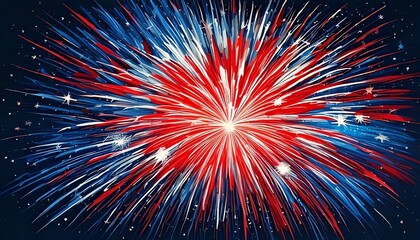 Patriotic Fireworks Burst: Red, White, and Blue Celebration