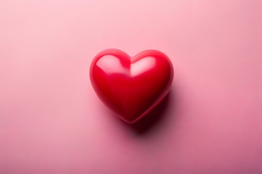 Red heart on pink background symbolizing love emotion and romantic affection