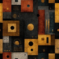 Abstract Geometric Design with Warm Colors and Textured Background