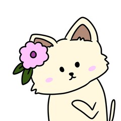 cute cat with a bouquet of flowers