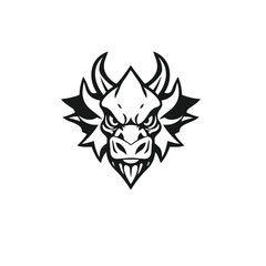 Vector art of fierce dragon head vector illustration, isolated on white background