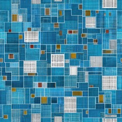 Colorful Abstract Grid Pattern in Shades of Blue and Yellow Tones