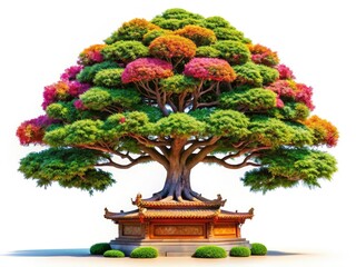 Naklejka premium Decorative Tree, Isolated White Background, Architectural Photography, Ornamental Plant, 3D Render, High Resolution Image