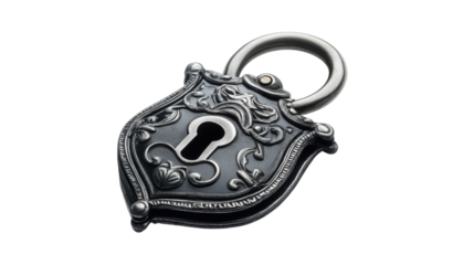 silver padlock on white background