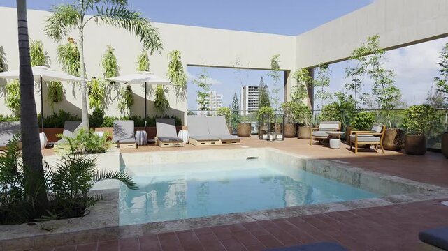 Luxury backyard with a pool