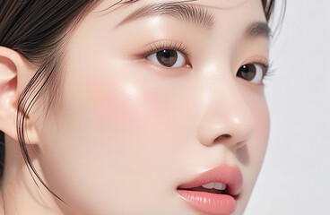 Fototapeta premium 자연스러운 메이크업의 아름다운 여성 포트레이트, Beautiful Korean Woman Portrait with Natural Makeup