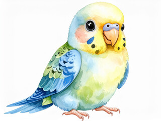 Cute animal watercolor illustrations_parakeet