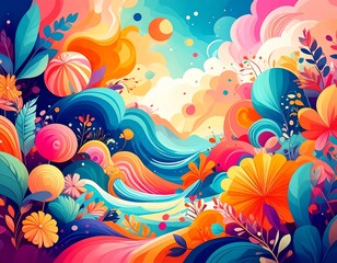 Obraz premium Vibrant Floral Wave Abstract 