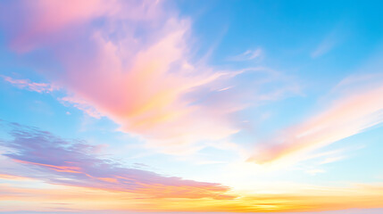 Obraz premium A vibrant sunset with pink and blue hues blending in the sky, creating a serene and tranquil atmosphere.