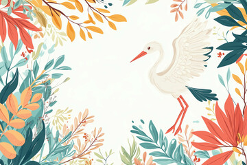 Illustration of a baby shower Invitation with stork