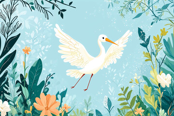 Illustration of a baby shower Invitation with stork