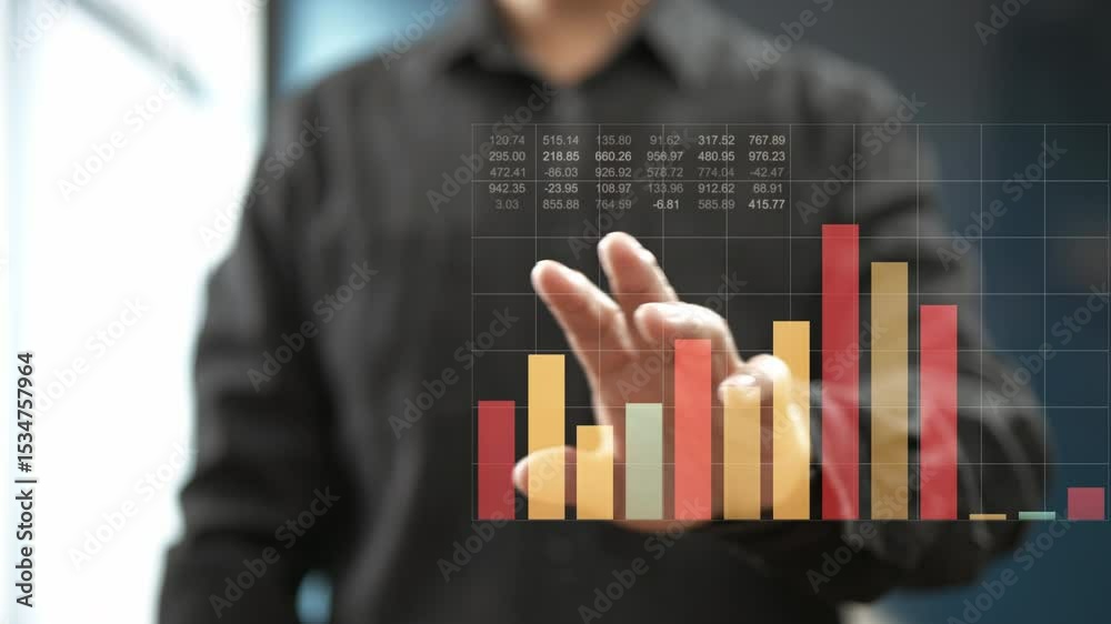 Aufkleber businessman interacting with virtual chart interface