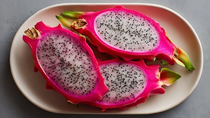 Sliced Dragon Fruit on a Plate