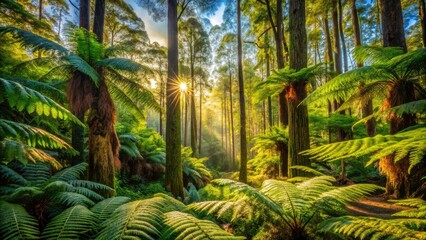 Great Otway National Park Ferns, Eucalyptus Trees, Victoria, Australia - Lush Rainforest Landscape Photography