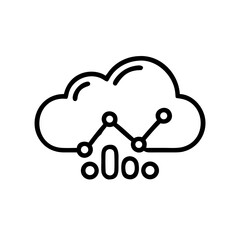 Cloud Analytics Icon Representing Data Analysis in Cloud Computing with Line Graph and Bar Chart Symbol in Minimalist Outline Style
