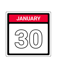 calendar icon january month date 30