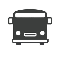 A simple dark grey bus illustration front view icon