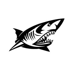 Illustration of a shark with open mouth and sharp teeth