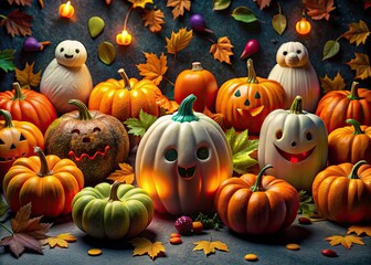 Happy Halloween Product Photography: Spooky Pumpkins, Ghosts & Monsters on Seamless Dark Background