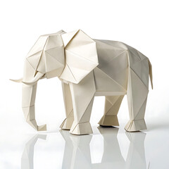 origami elephant isolated on white background