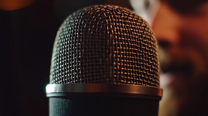 Close-up Shot of a Professional Microphone used in Audio Recording Studios